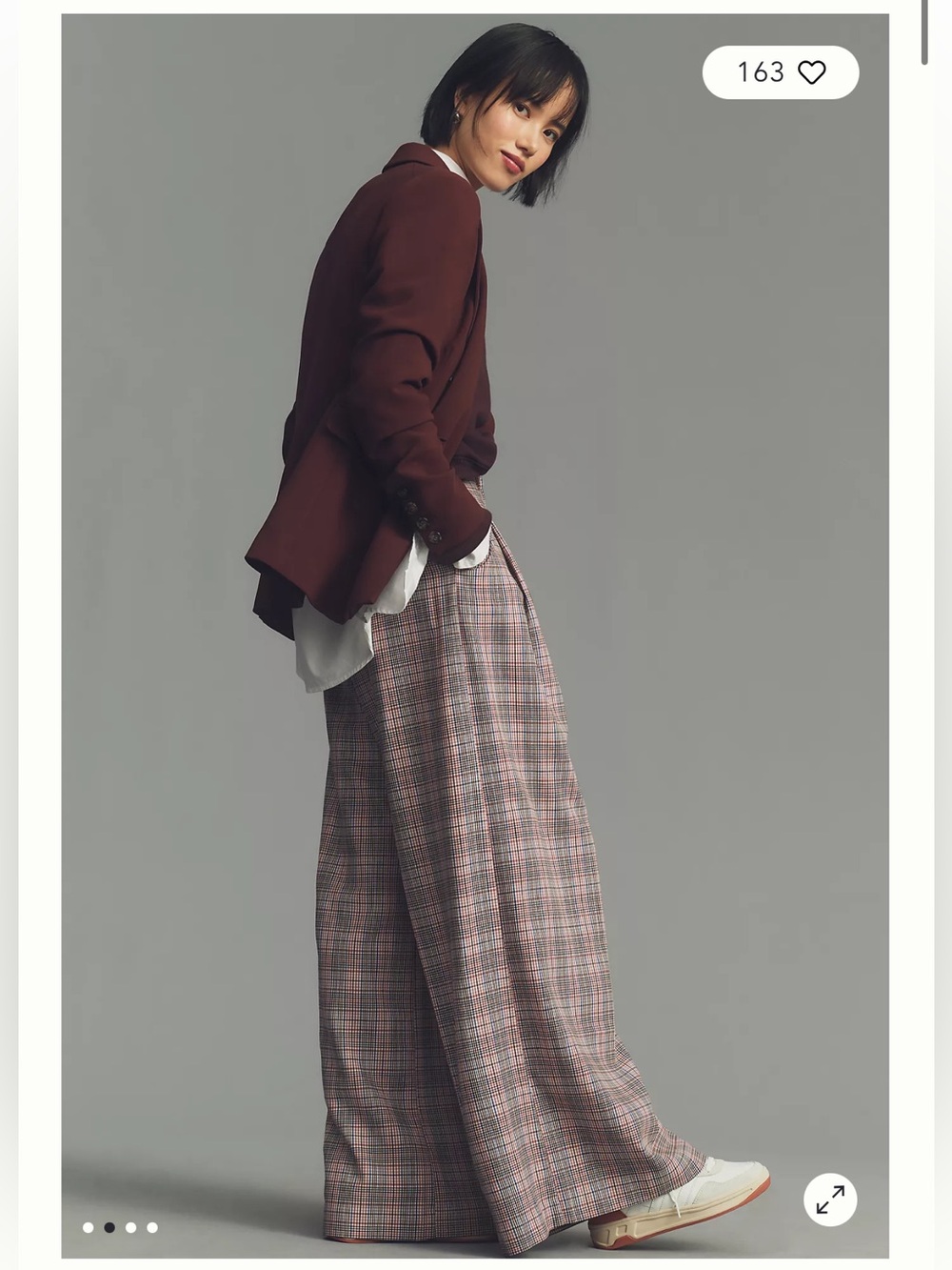 NEW Maeve Anthropologie The Avery Trousers Pleated Wide Leg Plaid Size 14 - Picture 2 of 14